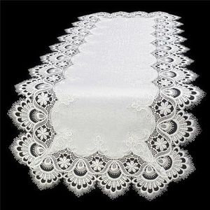 Kanten deken kant oud wit tijdloos tafelloper tafelkleed tafelband (40x110cm vierkant)