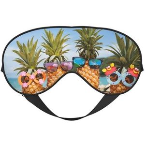 FZGGWYHL Ananas Fruit Zonnebril Zand Strand Gedrukt Zacht Oogmasker Slaap Aid Oogmasker Reizen Slaap Oogmasker