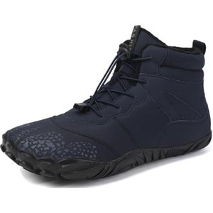 Winter Pluche Blotevoeten Warme Schoenen, Unisex Outdoor Trekking Schoenen Sneeuwlaarzen, Waterdichte Sport Katoenen Schoenen, Antislip Wandelschoenen For Koppels(Dark blue,42 EU)