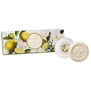 Bergamot & Gardenia Zeep, geschenkdoos 3 stuks 100 g elk, handgemaakte Italiaanse zeep van Fiorentino