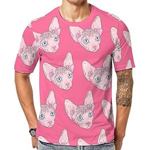Sphynx kattenpatroon heren crew T-shirts korte mouw T-shirt casual atletische zomer tops