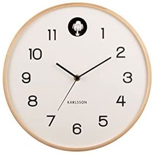 Wall clock Natural Cuckoo birch wood white