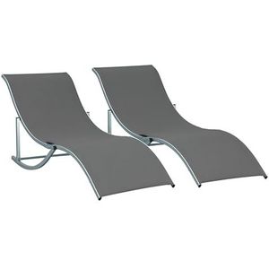 Outsunny Ligstoel met kussen, Opvouwbare strandligstoel, 2-niveau tuinligstoel, 2-in-1 relax ligstoel, metaal + oxford stof, Bruin 135 x 60 x 89 cm