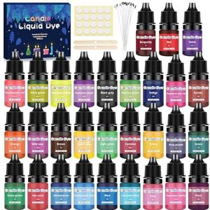 McNory Kaarswasverf, 30 kleuren, sterk geconcentreerd, vloeibare kleurstof voor bijenwas, gelwas, sojawas, paraffinewas, doe-het-zelf, 5 ml