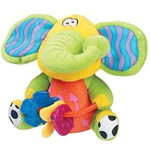 Playgro Pluchen rammelaar olifant, met bijtringen, BPA-vrij, vanaf 3 maanden, Zany Zoo Playmate Elephant, groen/geel, 40128