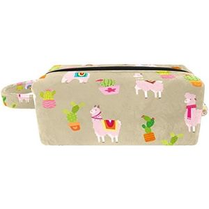 Cosmetische tas,kleine handtas make-uptas voor damesportemonnee,Alpaca groene planten Lama,make-uptasjes voor op reis