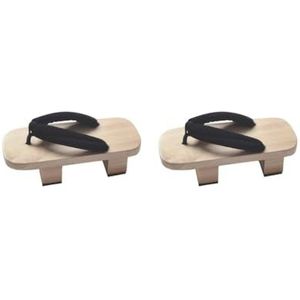 Japanse houten klompen trendy schoenen voor podiumprestaties appartement carnaval 38 zwart maat 38, Set van 2, zwart, maat 44, Medium