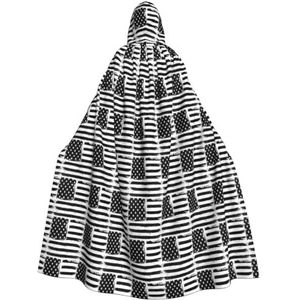 Bxzpzplj Zwart-wit Amerikaanse vlag print unisex capuchon mantel voor mannen en vrouwen, carnaval thema feest decor capuchon mantel