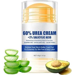 Hydraterende en anti-krakende voetcrème, ureum 60% voetcrème, voetverzorgingscrème voor gebarsten hielen en droge huid, voetverzorging verlicht extreme droogheid en scheurvorming van de voeten