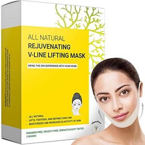 Dubbele kinverkleiner en -verwijderaar, V Line Lifting Face Mask, Double Chin Reducer & Remover - Liftt, trekt kaaklijn en kin aan - Geformuleerd in San Francisco (5 maskers)