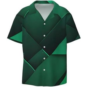 EdWal Zwart en Goud Geometrische Print Heren Korte Mouw Button Down Shirts Casual Losse Fit Zomer Strand Shirts Heren Overhemden, Zwart, XL