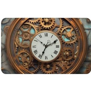 GeRRiT Rusty Steampunk klok bedrukt tapijt wasbaar antislip vloermat indoor outdoor tapijt