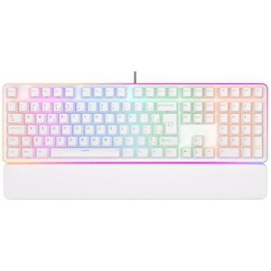 QPSJXN Bedraad mechanisch toetsenbord met 108 RGB-achtergrondverlichting omringende zijlamp, compatibel met Braziliaanse gamers (Portugees wit)