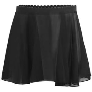 Vrouwen Chiffon Ballet Wrap korte rok， Ballet tailleband leotard chiffon rok ballet chiffon wikkelrok(Black,S for 90 to 135cm)