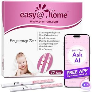 Zwangerschapstests Vroege detectiestrips: Easy@Home HCG-tests 20HCG 10 mIU/ml Nauwkeurige resultaten met Premom Intelligent French Application (iOS en Android) Vruchtbaarheid volgen