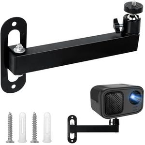 Wandhouder voor projector, verstelbare projectorhouder met 360 graden rotatie, metalen projectorhouder met 1/4 inch schroef voor thuisbioscoop, kantoor, speelkamer