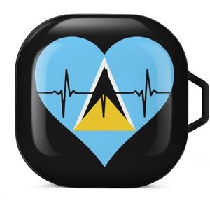 Love Saint Lucia Heartbeat Oortelefoon Hoesje Compatibel met Galaxy Buds/Buds Pro Schokbestendig Hoofdtelefoon Case Cover Zwart-Stijl