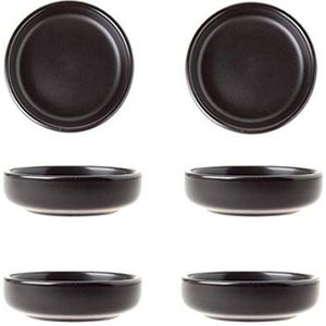 BigNoseDeer Matte keramische soja dipschotel,multifunctionele porseleinen sausschotel mini zijkruiden kom sushi soja dompelkommen eenvoudige stijl set van 6 zwart