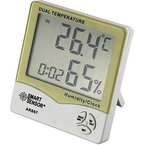 Cankypu Slimme sensor AR867 LCD digitale hygrometer-thermometer Dubbele vocgheidstemperatuurmeter Indoor Outdoor Tester Weerstation met kalender- en klokalarm