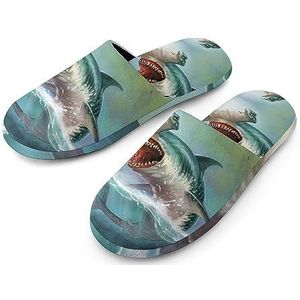 Ocean Shark Sphyrna Katoenen pantoffels voor dames, huisschoenen, wasbare pantoffels voor dames