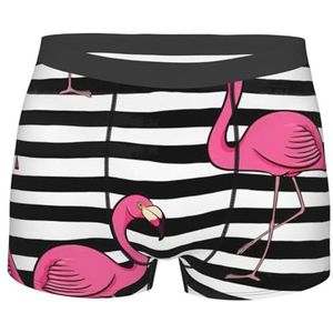 yagDAA Roze Flamingo Print Heren Ondergoed Boxerslip,Ademend Stretch Ondergoed Met ComfortFlexibele Tailleband, Zwart, S