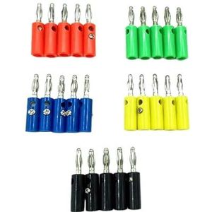 5 x audio-luidsprekers, banaanschroef, vergulde plaat, 4 mm, zwart, rood (5 stuks zwart)