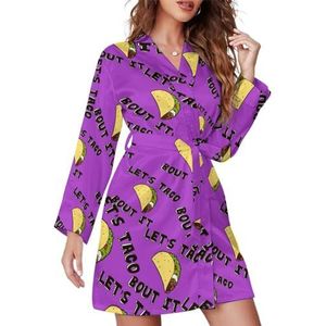 Let's Taco Bout It Vrouwen Badjas Sjaal Kraag Loungewear Spa Badjas Lange Mouw Pyjama XL