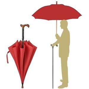 AVIITI 2-In-1 Wandelstok Paraplu, Niet-Glijden Multifunctionele Toerisme Trekking Stokken, Lichtgewicht Aluminium Rechte Staaf Lang Handvat Ontwerp,Rood,86cm/33.8inch