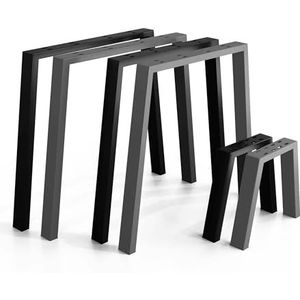 NOGGI : 2 metalen tafelpoten (70/90x70 cm - zwart - eettafel) | U-vormige tafelpoten | Meubelpoten voor je doe-het-zelf project | Moderne scandic glijders in vierkante profielen