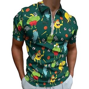 Kleurrijke Monster Polo Shirt voor Mannen Casual Rits Kraag T-shirts Golf Tops Slim Fit