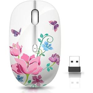 JUHOO Draadloze muis met nano-ontvanger voor pc, laptop, notebook, computer, MacBook, minder ruis, draagbare mobiele optische muizen