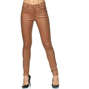 Elara Damesbroek Leatherette Push up Effect Chunkyrayan E621-3 Brown-38 (M)