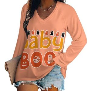 Baby Boo dames casual T-shirts met lange mouwen V-hals bedrukte grafische blouses T-shirt tops S