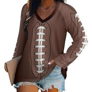 American Football Rugby Dames Casual Lange Mouw T-shirts V-hals Gedrukt Grafische Blouses Tee Tops S