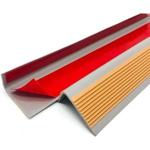 Zelfgeplakte trappen tegen glijbaan 393,7 inch L-vormige rubberen trapleuningen, antislip, zelfklevende traptrederand(Brown,236.2IN/6M)