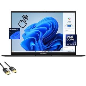 ASUS Zenbook 14-laptop, 14-inch WUXGA OLED-touchscreen-display, 14-cores Ultra 5-125H (tot 4,50 GHz), 8 GB RAM, 512 GB PCIe 4.0, backlit KB, WiFi 6E, lange batterijduur, USB-C, HDMI, PDG HDMI, Win 11