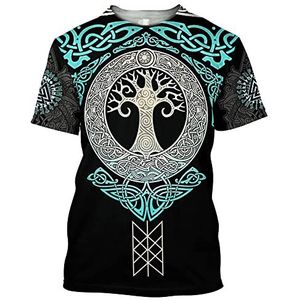 Viking Hoodie Heren Levensboom Korte Mouw, Noorse Mythe Gedrukte Keltische Knoop Grafische Jas Zip Hoodie, Unisex Vintage Sport Lange Mouw Casual Harajuku Pullover