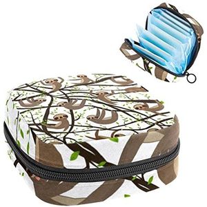 Periode Pouch Draagbare Tampon Opbergtas,Tampon Houder voor Portemonnee Vrouwelijke Product Organizer,Luiaard, Meerkleurig, 4.7x6.6x6.6 in/12x17x17 cm