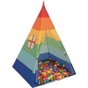 Selonis Tipi Tent Voor Kinderen Speelhuis Met 100 Ballen Indoor Outdoor Tipi, Multicolor: Geel/Groen/Blauw/Rood/Oranje