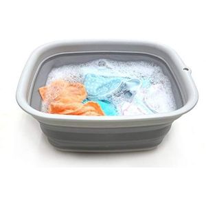 SAMMART 9,45L (2,5 gallon) opvouwbare tub - opvouwbare schotel tub - draagbare wasmand - ruimtebesparende plastic wasbak (M grijs, medium)