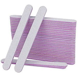 AYITOO 50 stuks nagelvijlen 100/180 vijlen nagels, dubbelzijdige vijlen voor gelnagels, nagelvijl, professionele Poolse manicure, nagelkunst, materiaal schuurpapier, grijs/kern, paars, vorm, recht