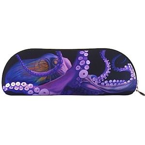 Kleurrijke Gele Papegaaien Op Tak Gedrukt Potlood Tas,Etui Pouch Bag Case PVC Rits Reizen Bagage Pouch Toiletartikelen Tas, Paarse Octopus, Eén maat, Schooltas