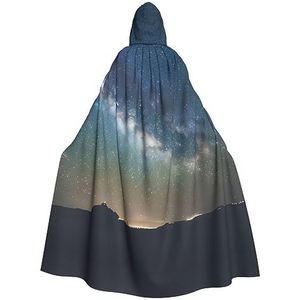 WURTON Starry Night Sky Outer Space Mystieke mantel met capuchon voor mannen en vrouwen, ideaal voor Halloween, cosplay en carnaval, 185 cm