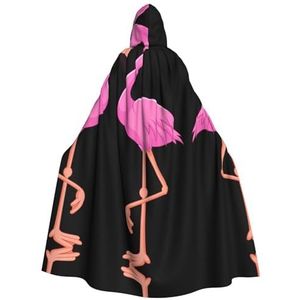 WURTON Cartoon Flamingo Print Hooded Mantel Unisex Volwassen Mantel Halloween Kerst Hooded Cape Voor Vrouwen Mannen