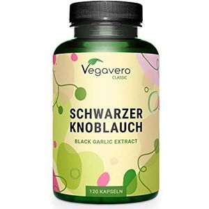Vegavero Zwarte Knoflookcapsules | 11.250 mg dagelijkse dosis | Uittreksel (15:1) | 0,2% S-allylcysteïne (SAC) | Laboratorium getest | 120 capsules | Veganistisch & zonder toevoegingen