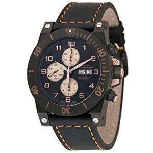 Zeno-Horloge Mens Horloge - Spier Retro Chrono zwart - 8023TVDD-bk-e1