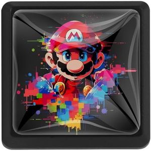 Voor Mario Square ABS glazen ladehandgrepen met schroeven (4 stuks) - Moderne kasttrekkers voor keuken, badkamer, slaapkamer-stijlvolle decoratieve hardware voor meubels en kasten - 37 x 25 x 17 mm