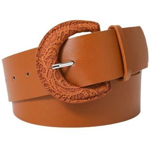 Brede Riem Van Imitatieleer For Dames - Gesp, For Casual Jeans, Pantalon En Damestailleband(Brown)