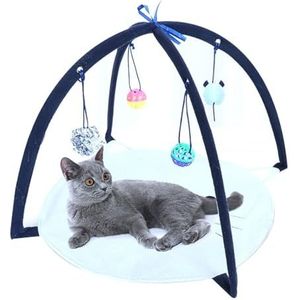 BOSREROY Interactief kattennestcentrum met opvouwbare speelmat, zachte wasbare mat, leuke tent voor katten en speelgoed om op te hangen