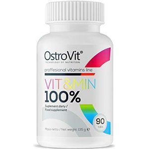 OSTROVIT 100% VIT & MIN 90 Tabletten | Multivitamine en multimineraal | Vitaminen Mineralen | Vitamine- en mineralensupplement | Optimaliseer gezondheid en immuniteit